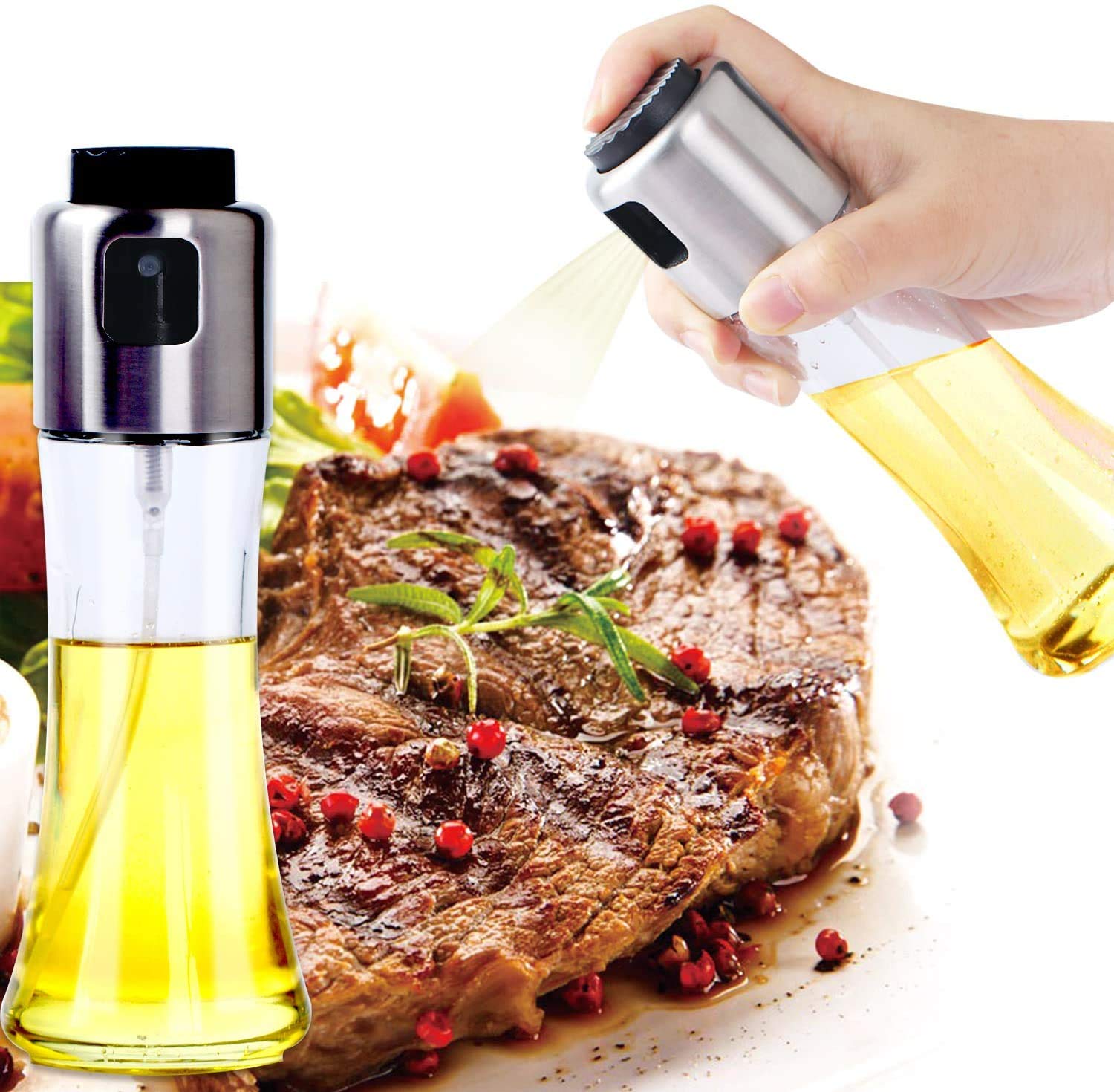 ZURATO Oil Sprayer For Cooking, Oil Spray Bottle, Stainless Steel oil Dispenser Glass Bottle For Cooking, Baking, Roasting, Grilling, Salad, Frying - 200 ml (B0C94VSVHW) Amazon Price History, Amazon Price Tracker