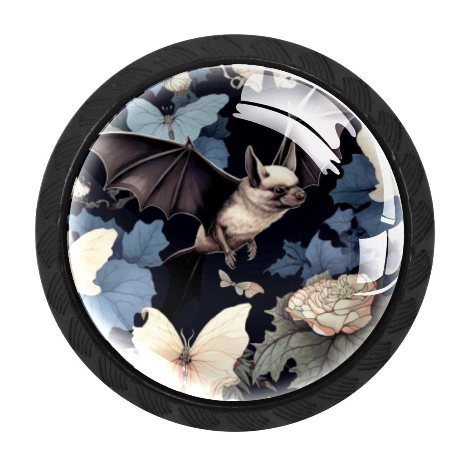 CHENZZZZ 4 PCS Bat Crystal Glass Cabinet Knob Drawer Pull Handle for Kitchen Cupboard Dresser Wardrobe etc