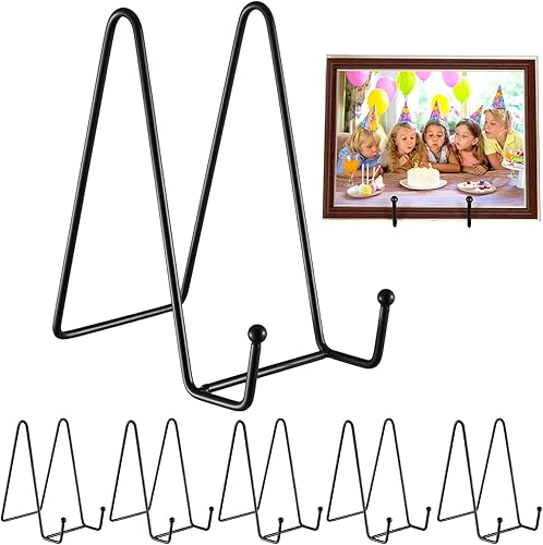 Miniatura 6 de Soportes de exhibición de platos, paquete de 6 unidades, soportes de metal negro para libros, imagen, caballete de fotos, plato, coleccionables,