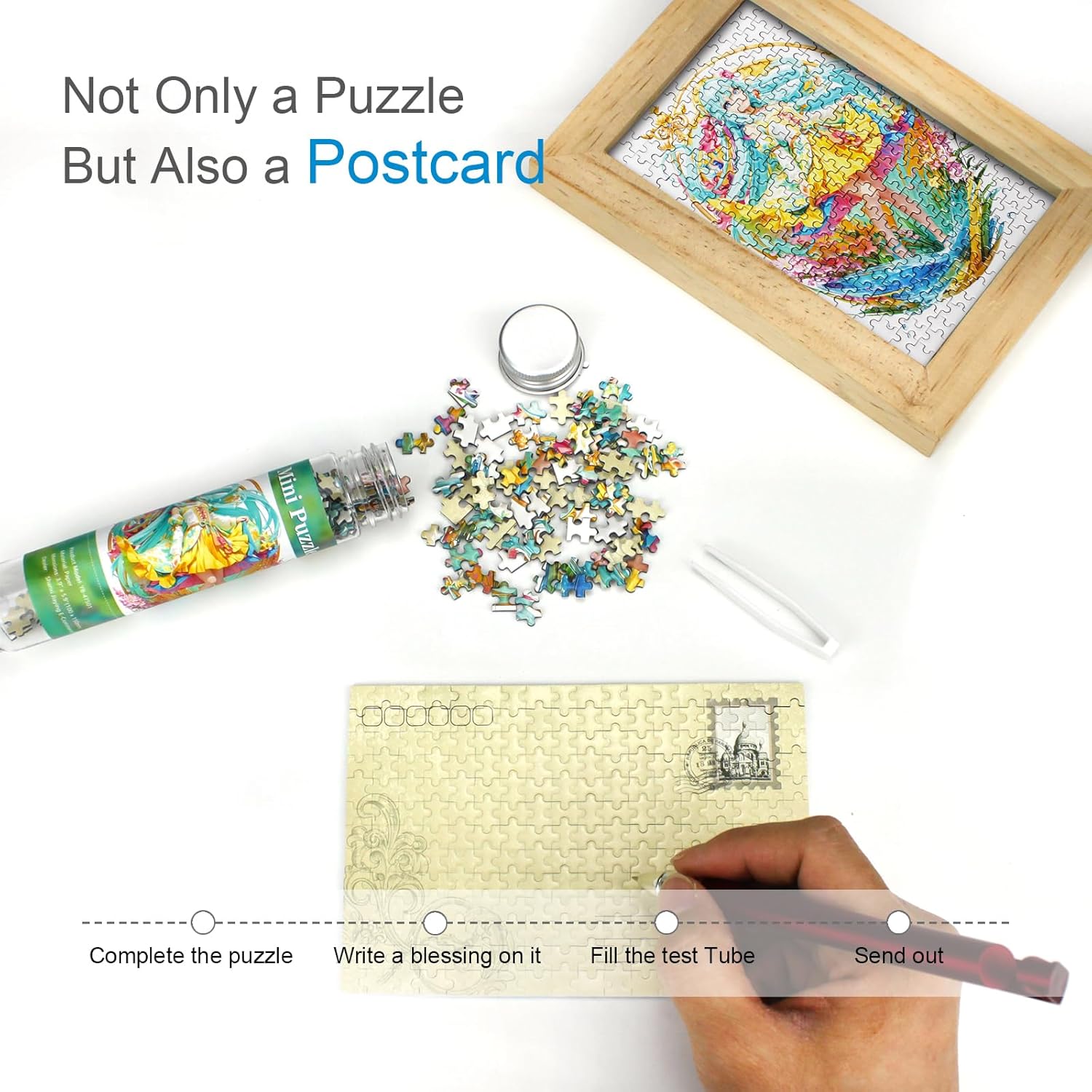 Mini Jigsaw Puzzles for Adults 234 Pieces (8 Packs) - Small Test Tube Puzzle, Challenging Micro Jigsaw, Difficult Tiny Home Decor Entertainment 6x4in