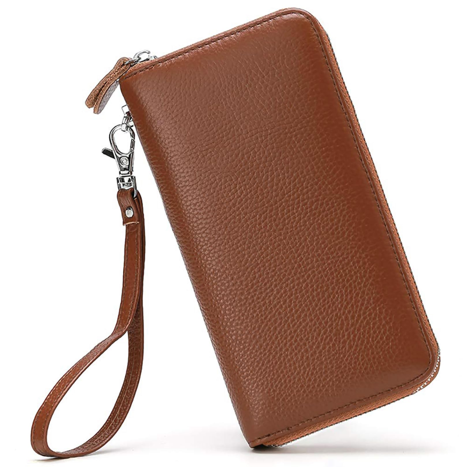 Moflycom Womens Wallet RFID Blocking Genuine Leather Zip Around Wallet Clutch Wristlet Travel Long Purse for Women