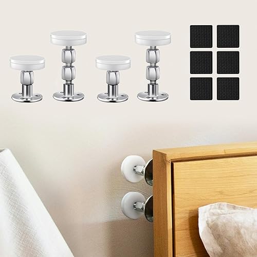 Miniatura 8 de CRETBEL 4 topes para cabecero, marco de cama ajustable roscado, herramienta antivibraciones con almohadillas para muebles, estabilizador de