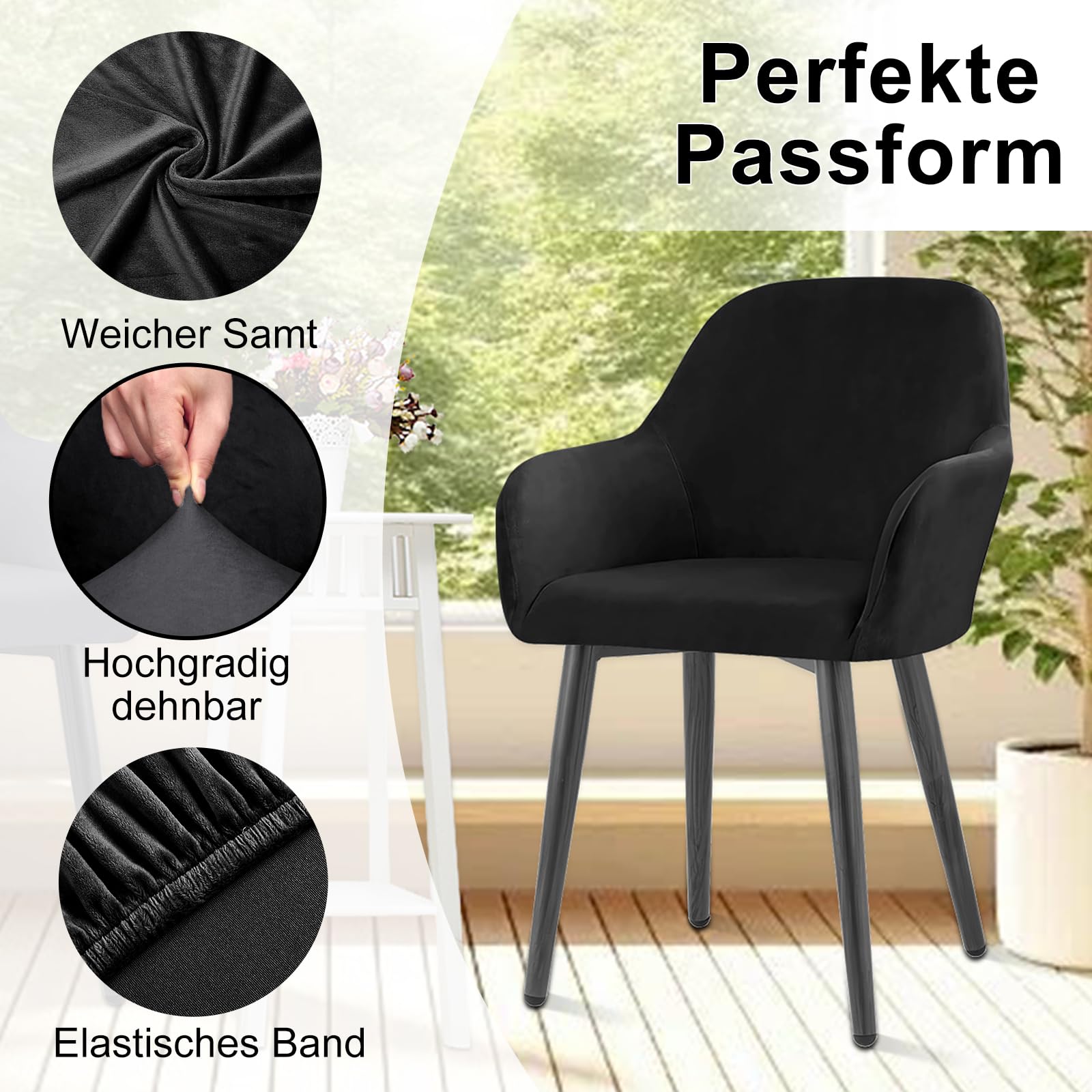 Lot De 6 Housses De Chaise En Velours Extensible - Taille Universelle Pour Chaises Sans Accoudoirs - 8