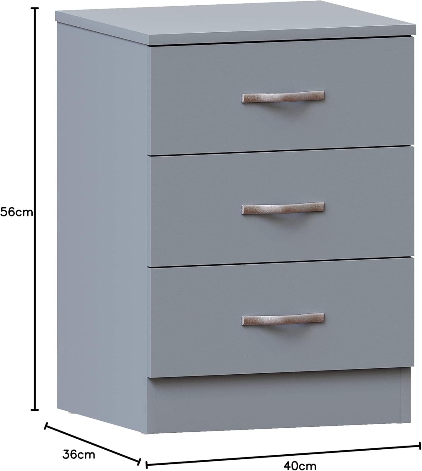 Dimensions of Vida Designs Riano Grande 3-Drawer Bedside Chest