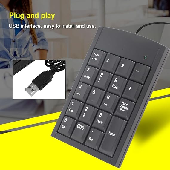 USB Numeric Keypad Wired Numpad 19 Keys Portable Keyboard for Laptop Desktop PC Notebook