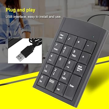 USB Numeric Keypad Wired Numpad 19 Keys Portable Keyboard for Laptop Desktop PC Notebook