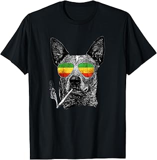 Rasta Reggae Dog Marijuana Leaf Smoking joint Weed Gift T-Shirt