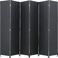 Vista 13 de Divisor de habitación Pantalla de madera de 4 paneles de malla de madera, diseño tejido de malla de madera, divisor de pantalla de habitación