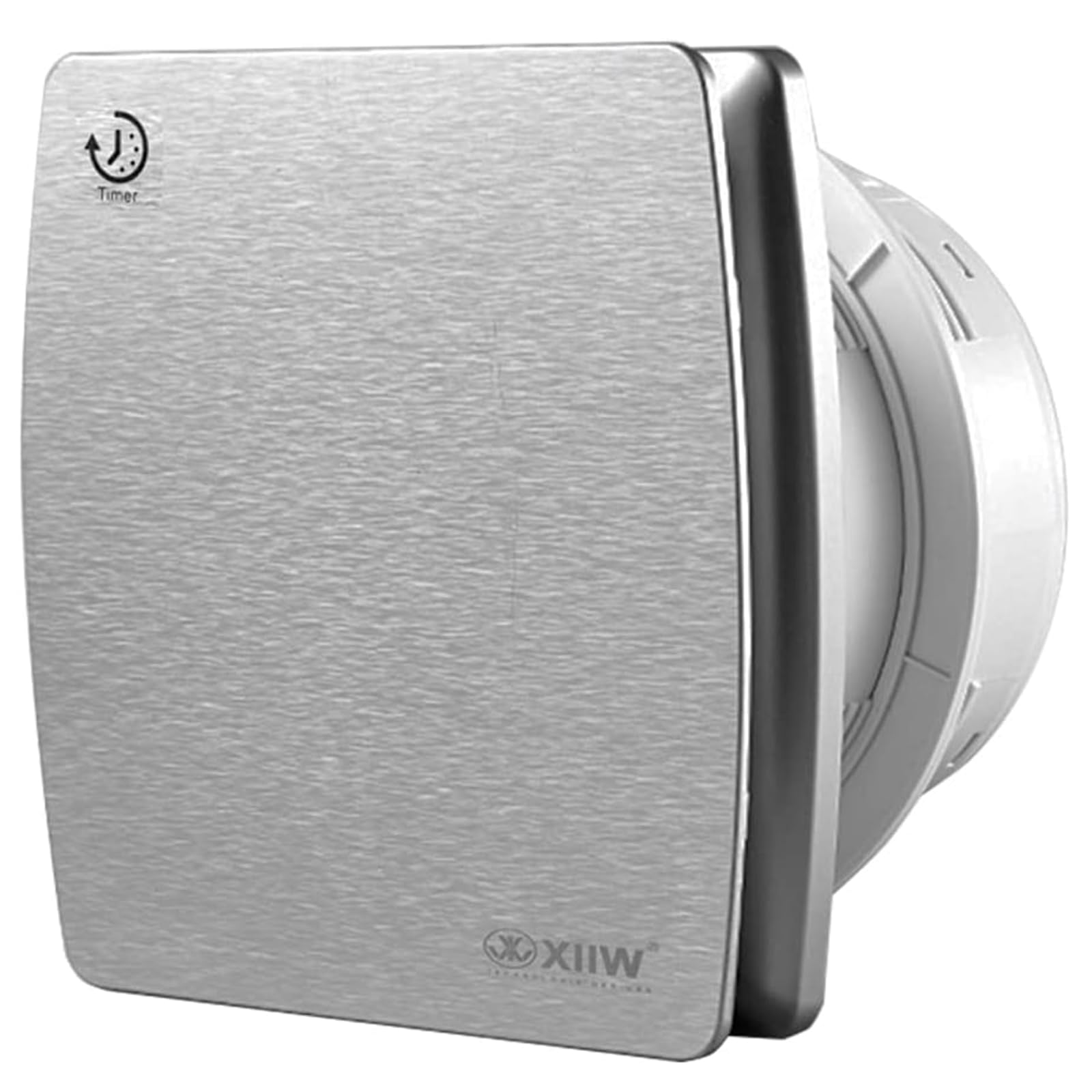 XIIW Silent Bathroom Extractor Fan with Timer, 4'' / 100mm Bathroom Fan with Backflow Flap, 95m³/h, Silver, 100mm - Silver - Timer