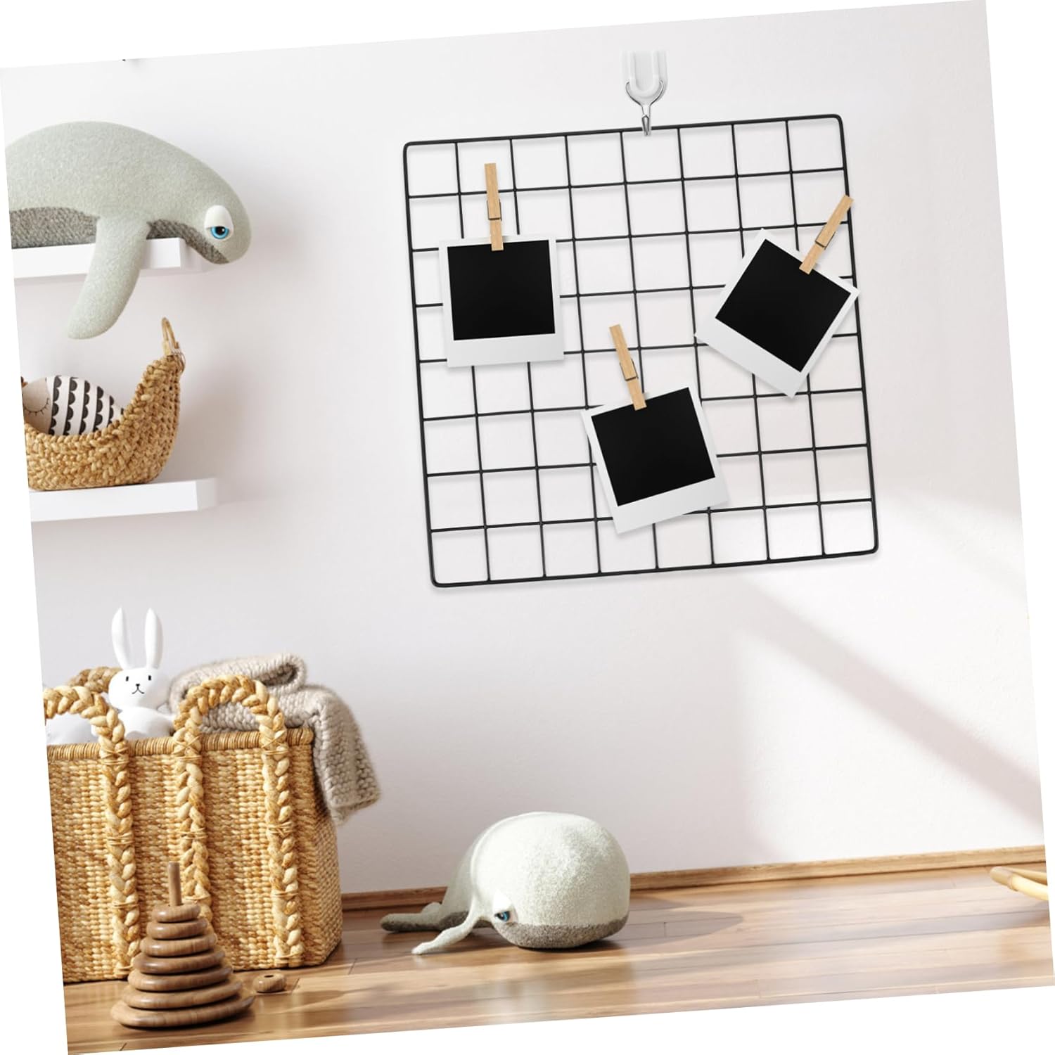 Cabilock 3pcs Wire Wall Grid Panel for DIY Photo Display Iron Frame Design for Home Dorm and Office Decor Includes Panels