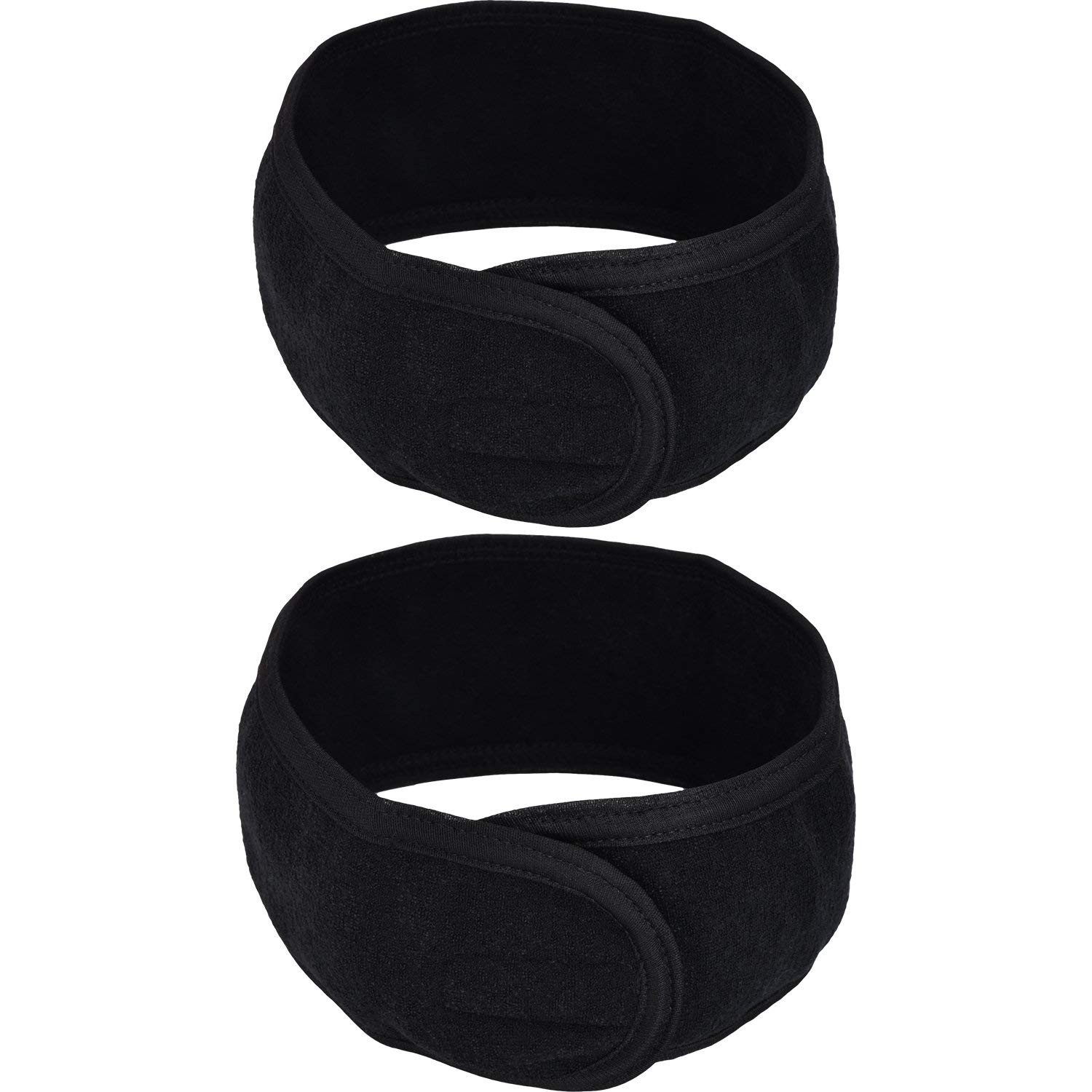 eBoot 2 Pieces Spa Headband Makeup Headbands Facial Terry Cloth Headband Stretch Yoga Sport Towel Headband (Black)