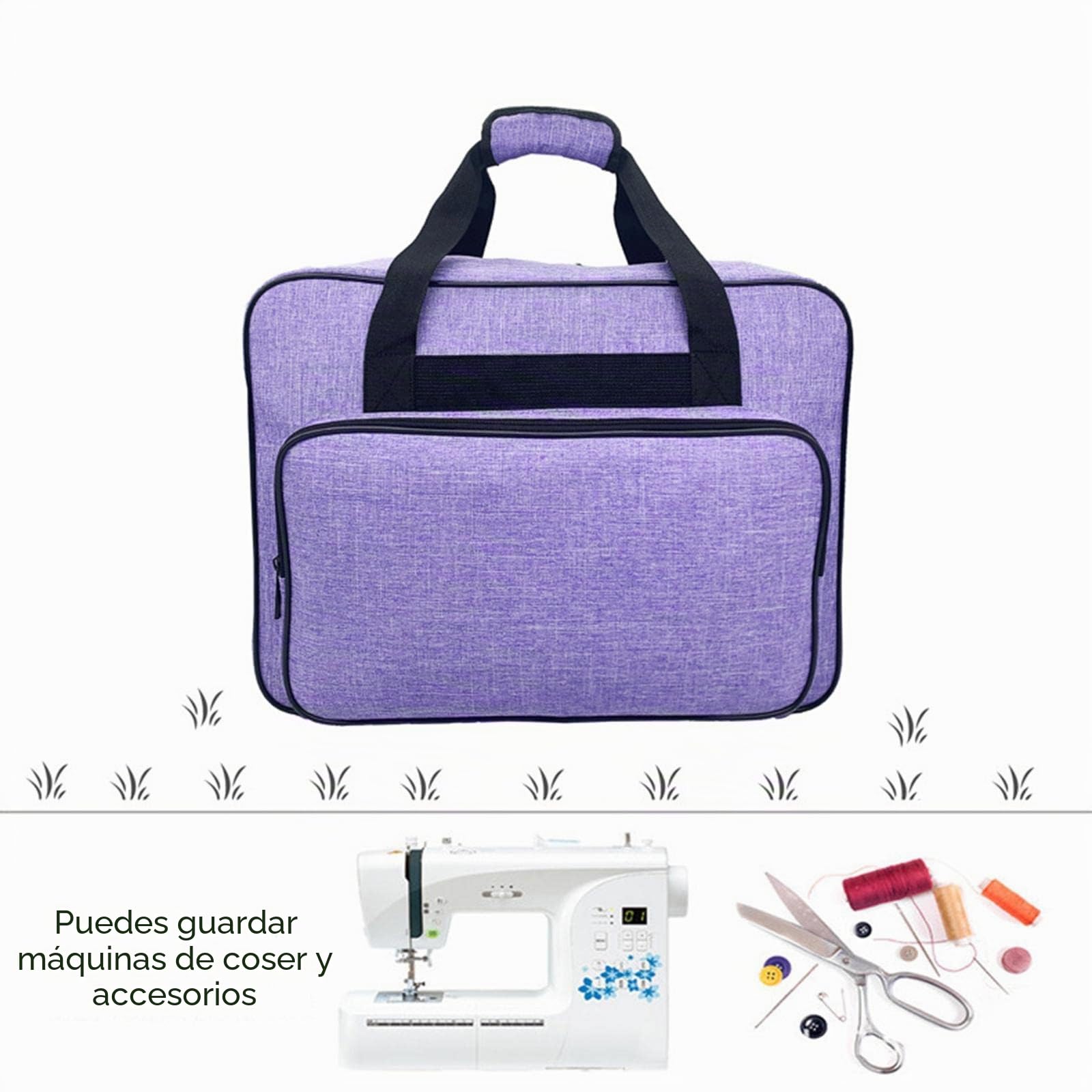 Bolsa para máquina de coser con espacio interior espacioso, bolsa de transporte para máquina de coser, bolsa de transporte estable y bolsa de almacenamiento, maletín de costura para viajes