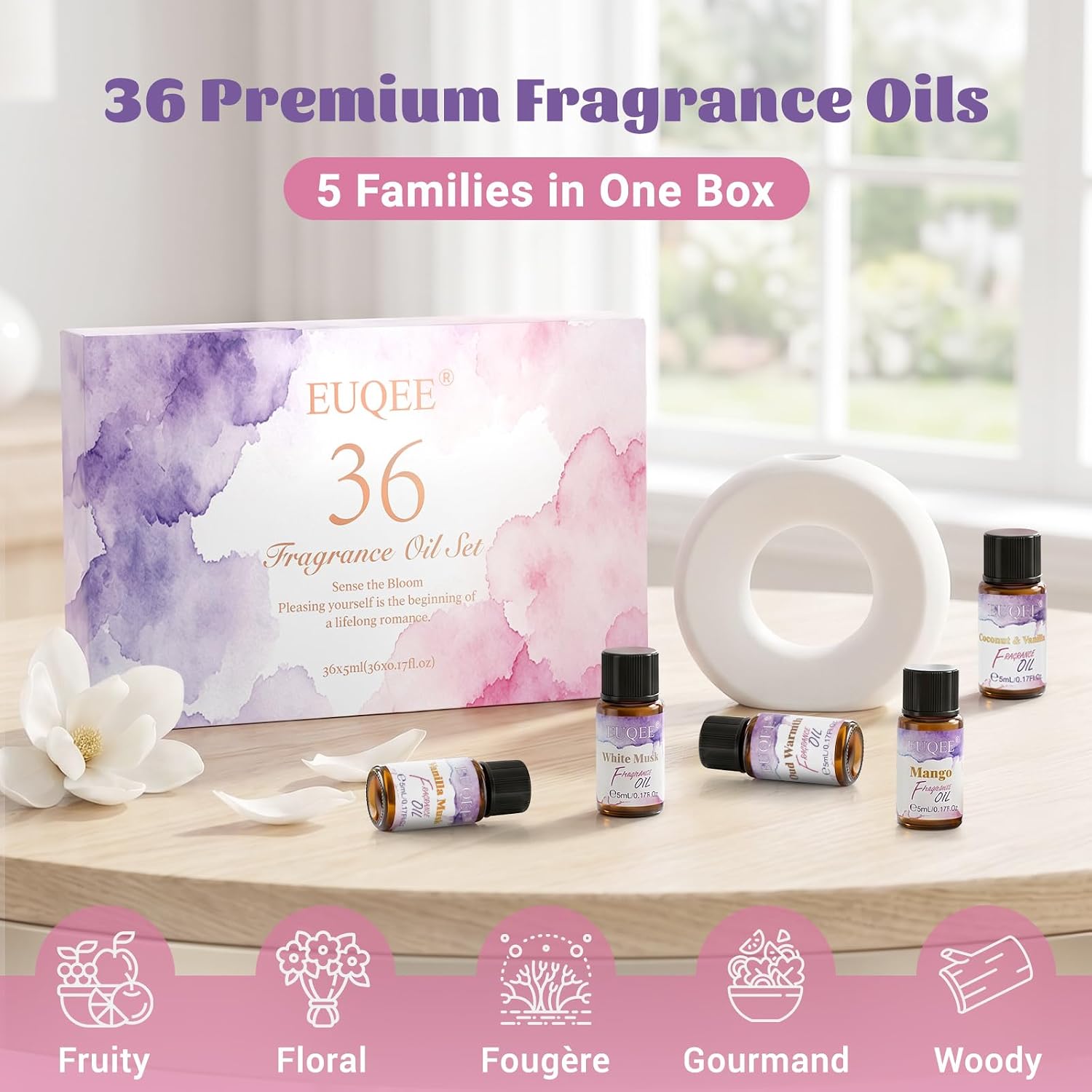 EUQEE Hinoki Essential Oil+EUQEE Top 36 Scents Fragrance Oil Set image 5