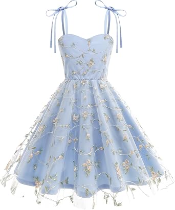 Happy Cherry Flower Girl Tie Strap Floral Tulle Dress Sweatheart Neck Embroidery Lace Mesh Sundress 4-10Y