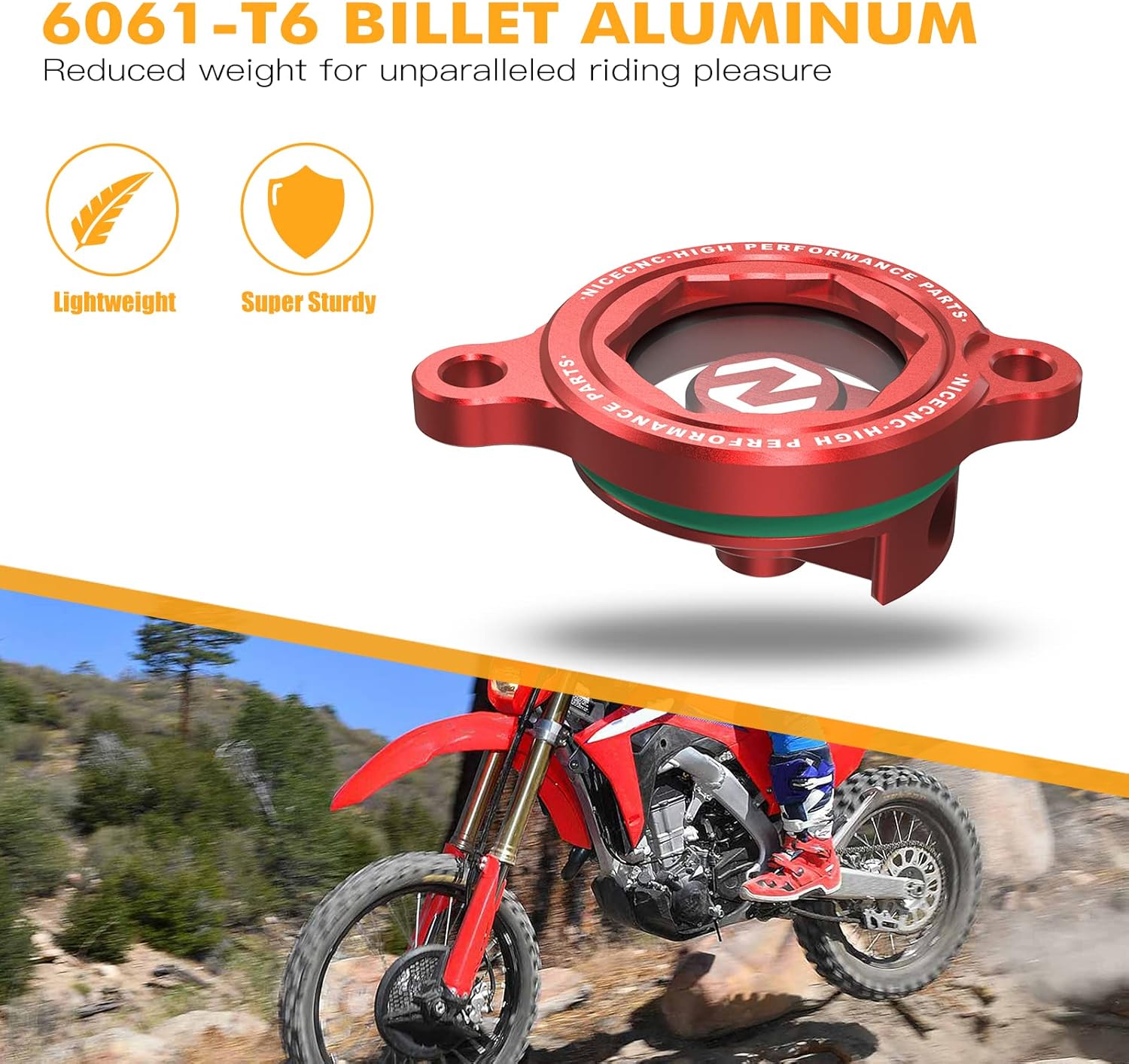 NICECNC Red Transparent Motorcycle Engine Oil filtrar Cover Cap Compatible with Honda CRF450X CRF450RWE CRF250RX CRF250R 2019-2025 CRF450RX CRF450R 2017-2025 CRF250RWE 2025 See Fitment