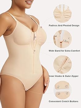 SHAPERX Women's Shapewear Bodysuit Tummy Control Seamless Zip-Up