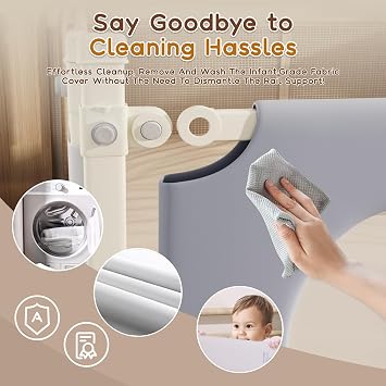 Bed Rail for Toddlers, 74.8'' Toddler Bed Rails with Height Adjustable for Baby Crib, Dual-Child Lock Bed Rails for Baby Kids Guard Bumper for King Queen Full Twin Bunk Size, 1 Side