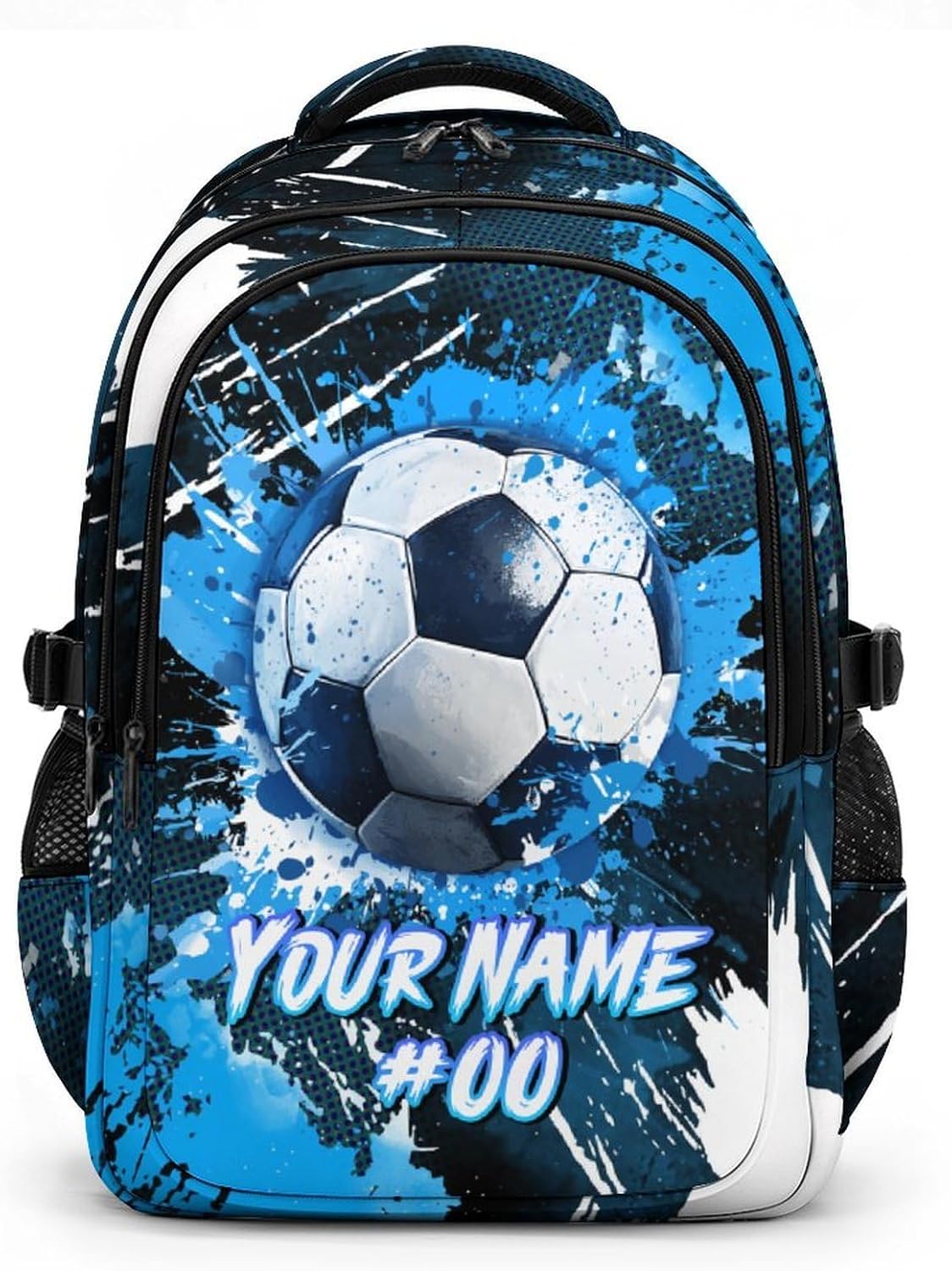 COZYAURA Personalized Soccer Backpack for Boys, Custom Name and Number Bookbag - Lightweight Sports School Backpack with Multi Pockets, 17 Inch Player Daypack