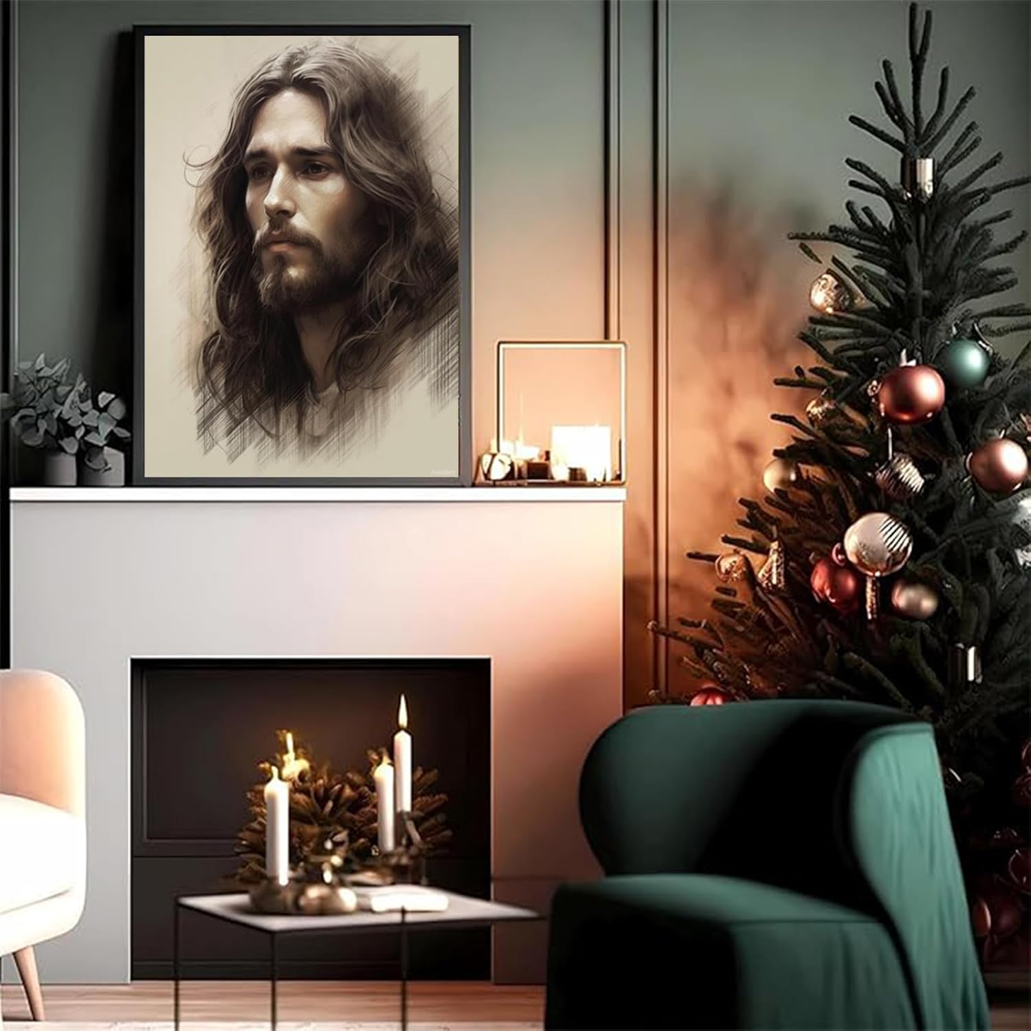 PUAGEMTI Jesus Christ Diamond Painting, 5D Full Round Diamond Painting, God Diamond Painting Cross Stitch Kit, Jesus Diamond Painting, Wall Art Decor 12x16 inch