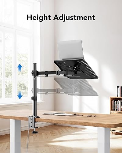 Miniatura 6 de HUANUO Soporte de escritorio para laptop, brazo de monitor de 17 a 32 pies, bandeja ventilada, totalmente ajustable con inclinación, giro y