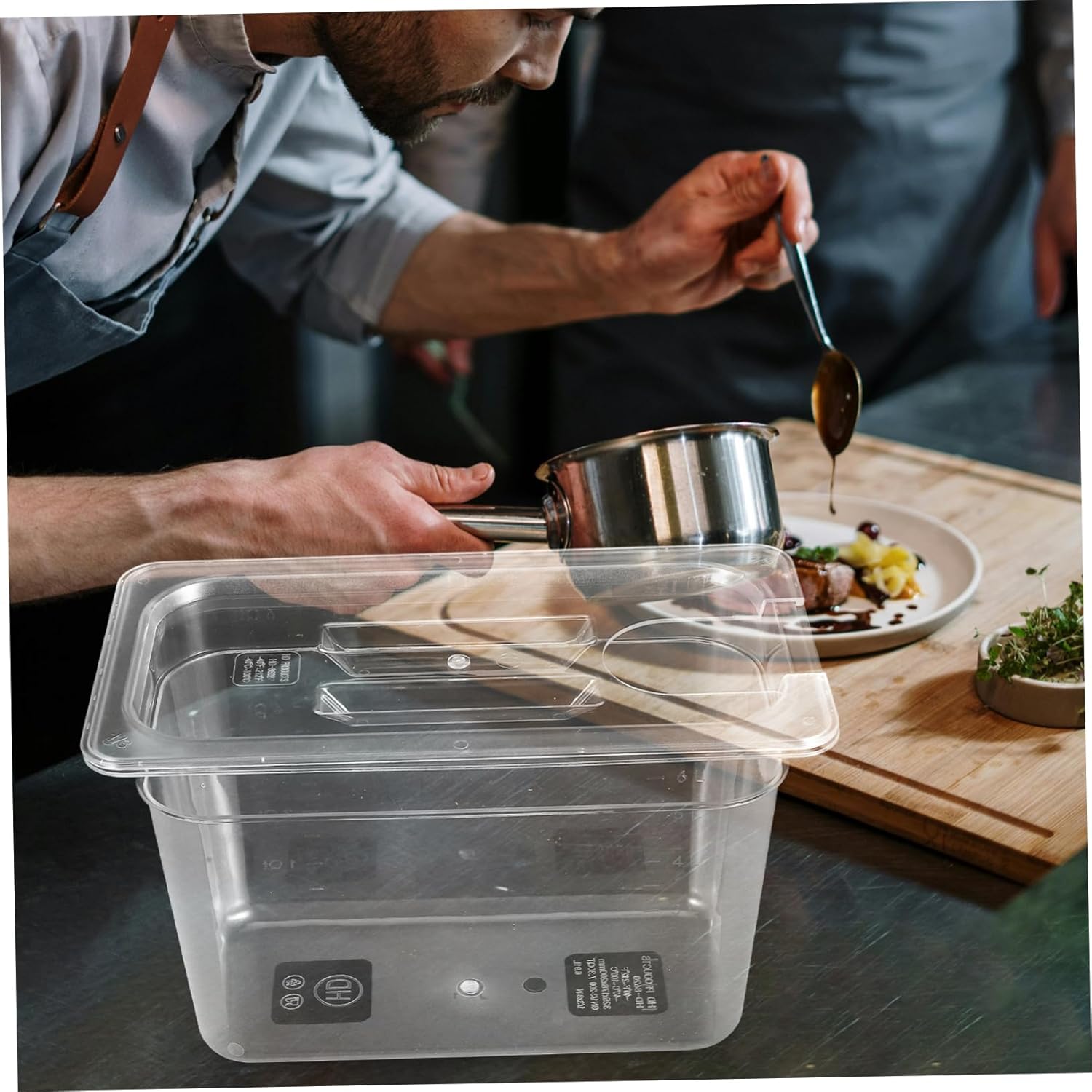 1Pc Transparent Slow Cooker Container for Sous Vide Cooking for Simple Storage Minimum Water Evaporation for Long Cooking and Design