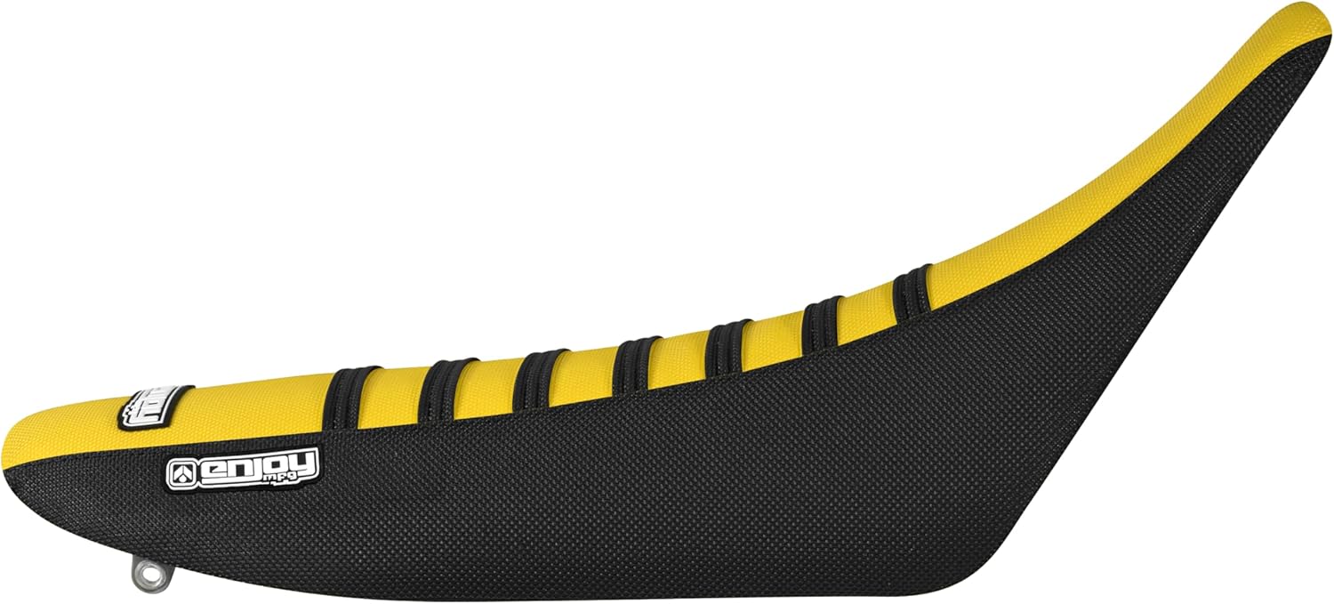 Enjoy Mfg Seat Cover - Compatible with Suzuki 1996-2000 RM125 RM 125 RM250 RM250 - Black Sides/Yellow Top/Black Ribs #74