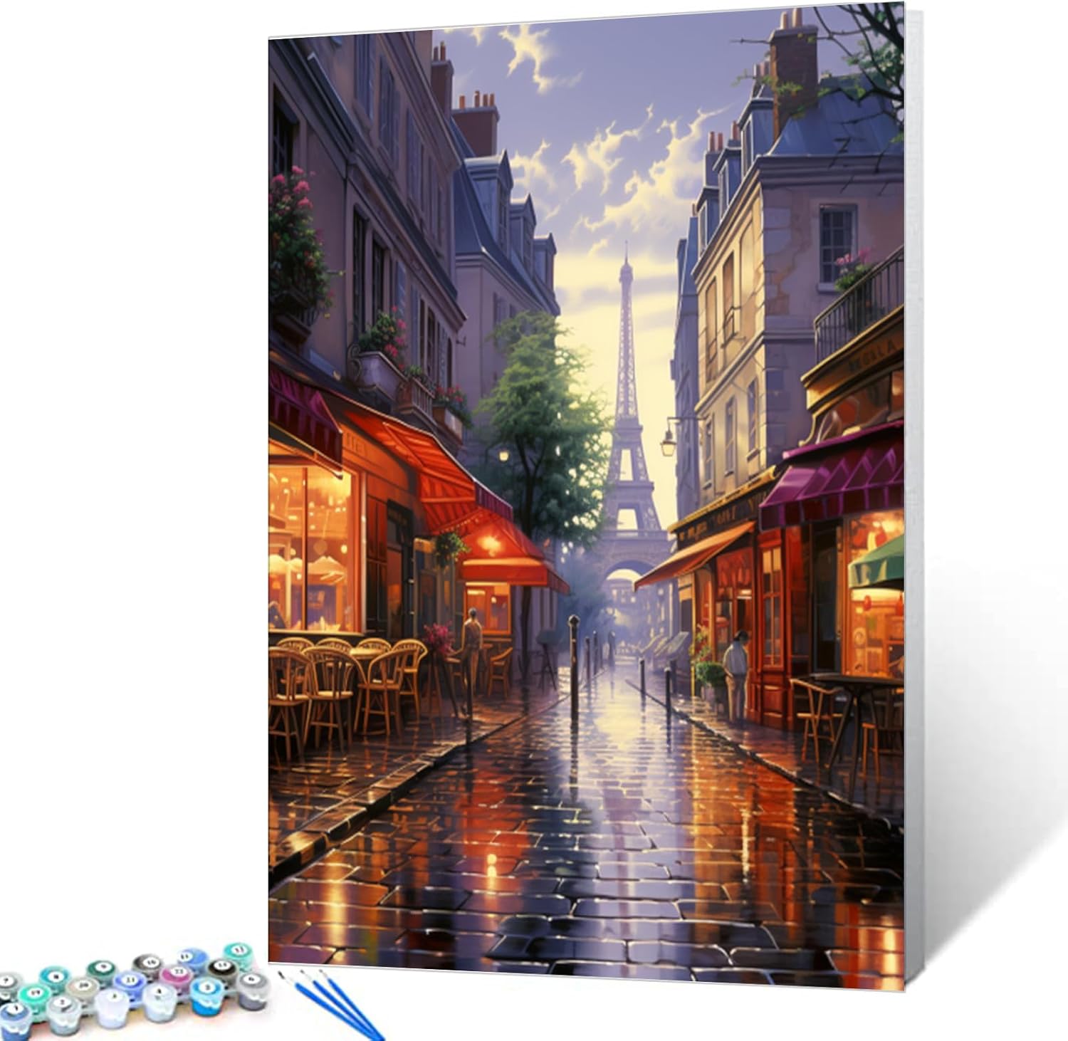 Tucocoo Halloween Spooky Scenery Paint by Number Kit 16 x 20 inch Canvas Full Moon Pumpkins DIY Oil Painting for Adults Beginner with Brushes and Acrylic Pigment-Witch's Night(DIY Frame)