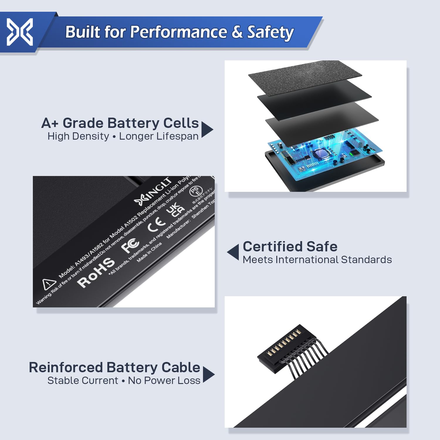 Batería A1502 A1582 para MacBook Pro Retina 13" EMC 2835/2678/2875, Batería MacBook Pro A1502 Reemplazo A1493 (Finales de 2013, Mediados de 2014, Principios de 2015)