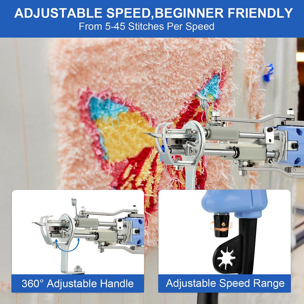 Decespugliatore per tappeti, macchina per tufting manuale, kit per tappeti 2 in 1 per tappeti fatti a mano e taglio a velocità regolabile per amanti del fai da te