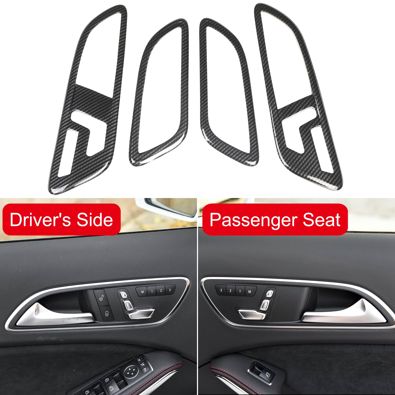 HIGH FLYING für A Klasse W176 2012-2018, CLA C117 2013-2019 Interieur Türgriff Dekor Kohlefaserfarbe (Typ 3)