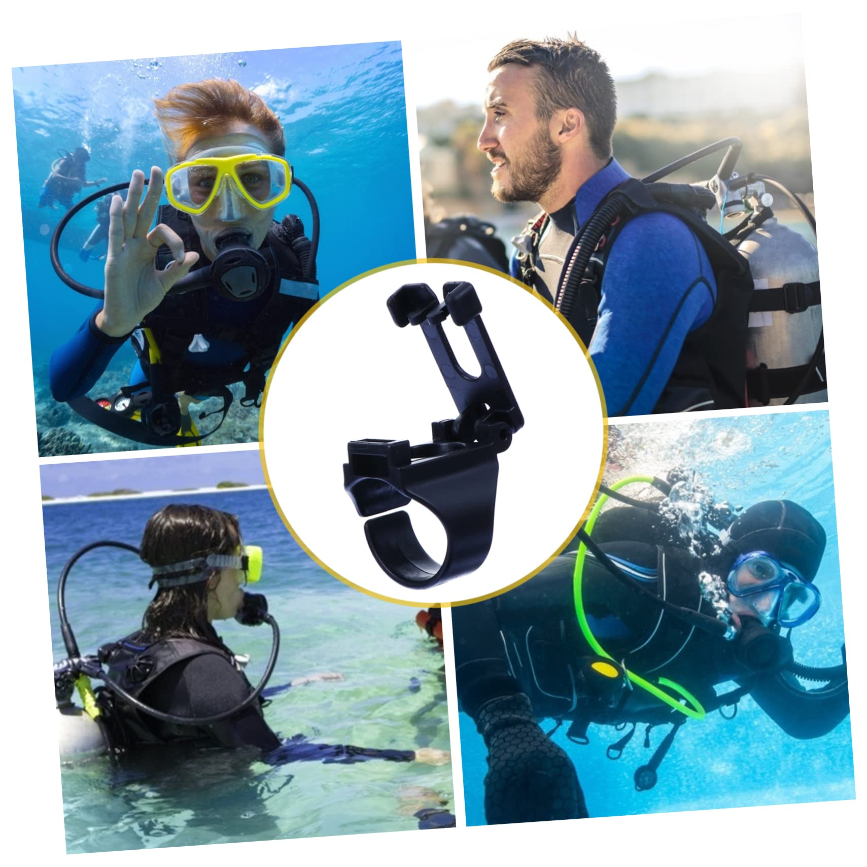 Garneck 1 Set 10pcs Silicone Buckle Hooks Snorkel Retainer Clip Goggles Mask Scuba Swimming Strap Holders Clips Keeper Snorkeling Diving Snorkel Clip Snorkel Holder Black Plastic