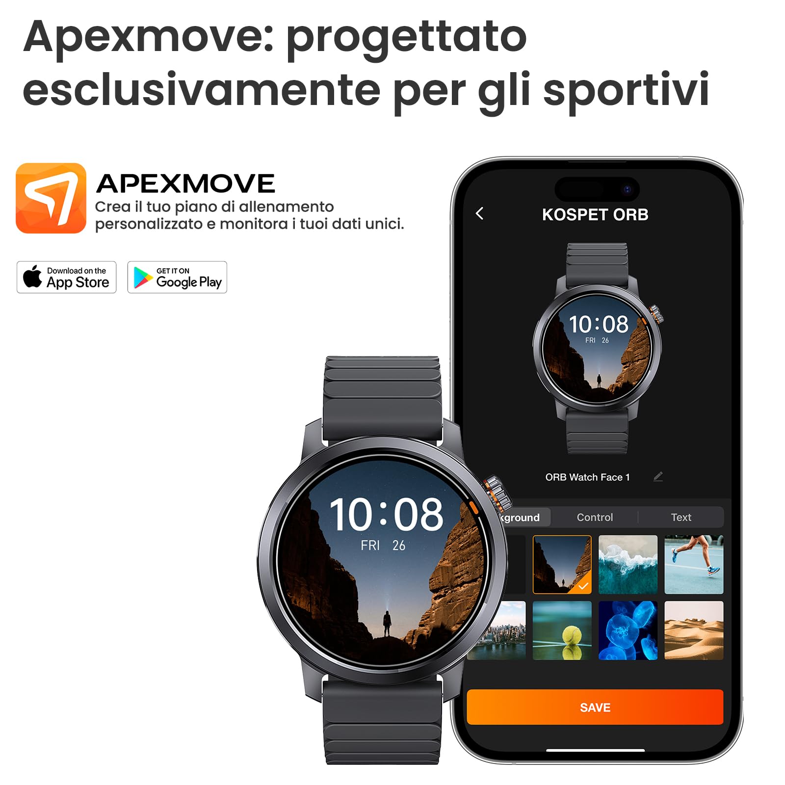 KOSPET Smartwatch con Display AMOLED 1,43" e Chiamate Bluetooth, Autonomia 18 giorni, Monitoraggio Frequenza Cardiaca, SpO2 e Sonno, 170+ modalità Fitness, IP68 impermeabile, Compatibili Android e iOS