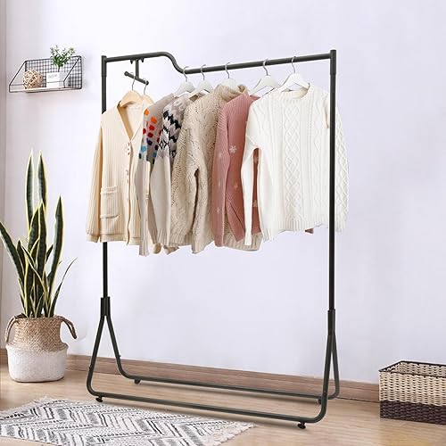 Miniatura 2 de Perchero moderno y resistente para ropa, estante de exhibición al por menor con patas ajustables, colgadores de pie de una sola barra, estantes de