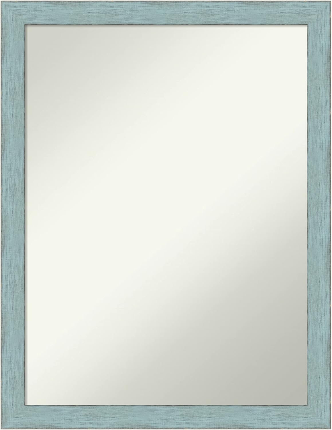 Amanti Art Blue Wall Mirror 26x20 Sky Blue Rustic Rectangle Bathroom Mirror for Wall Decor Living Room, Medium Country Rustic Wood Frame, Hangs Horizonally and Vertically, Bathroom Decor, Non-Beveled