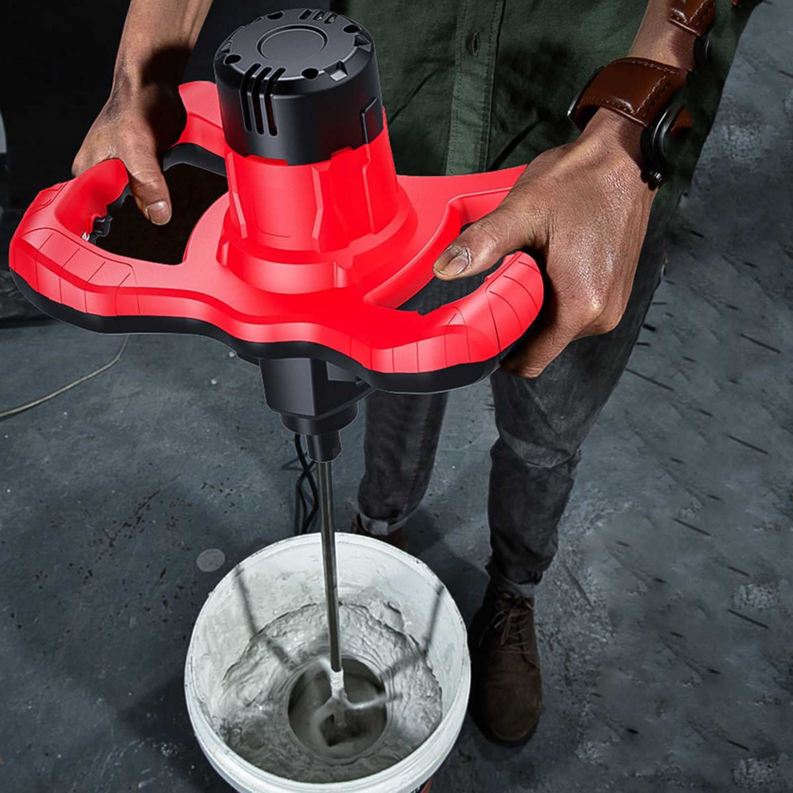 Mezclador de paleta de mortero de pintura de cemento de concreto eléctrico portátil de 2800W de 2800W, herramienta de agitación de la mezcladora de perforación profesional, velocidad de agitación 6, m