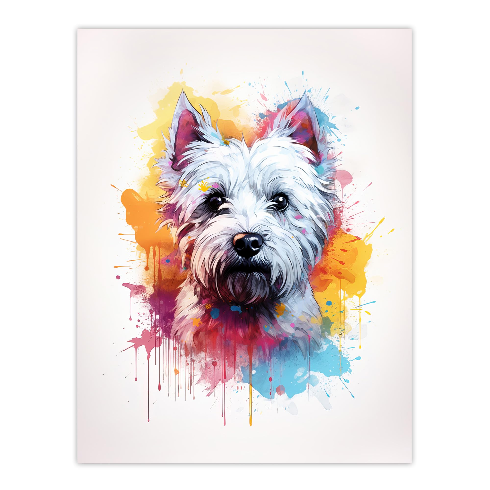 Artery8 West Highland Terrier Lovers Gift Watercolour Pet Portrait Painting Artwork Large Wall Art Poster Print Thick Paper 18X24 Inch