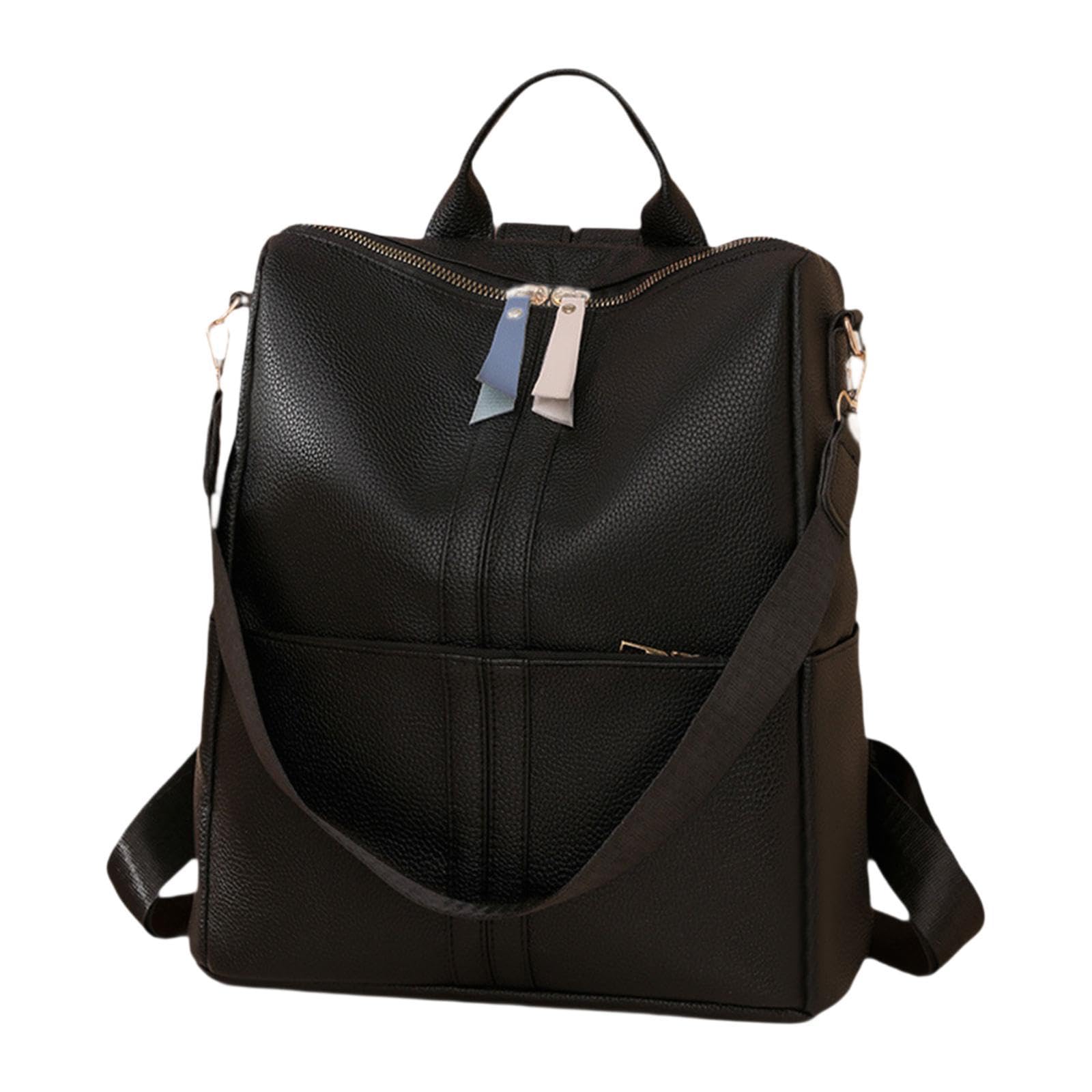 Backpack Utility Modern Compact Casual PU Leather Purse for Gifts Rvs Go Out Black-image-36