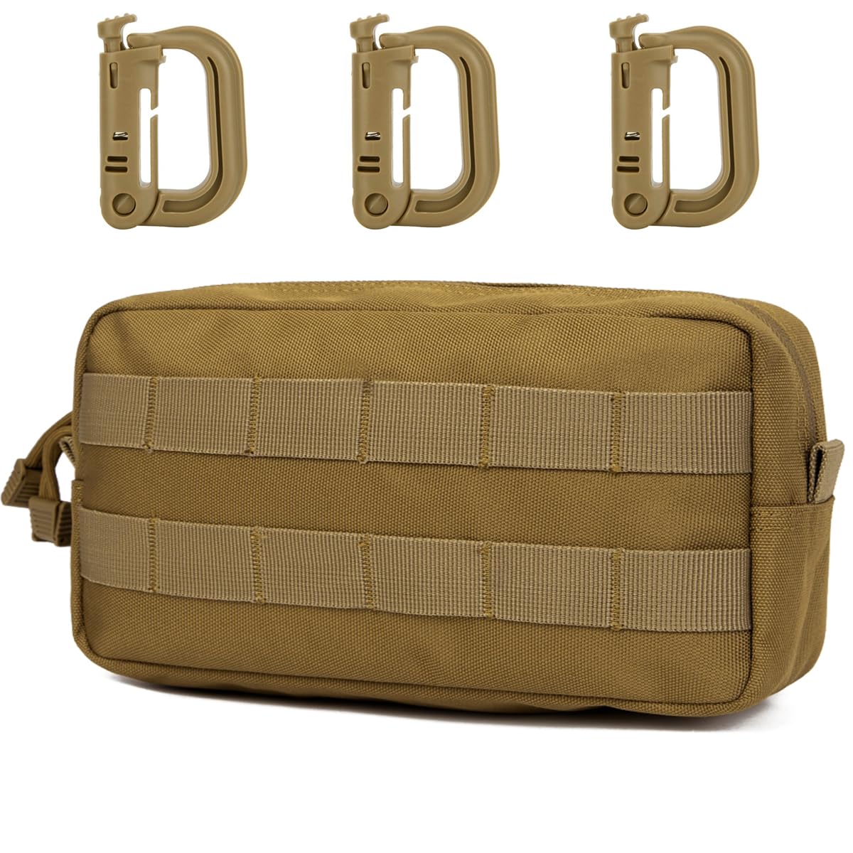 MUCHER Molle Tasche Taktische Hüfttaschen EDC Utility Bauchtasche Hüfttasche mit 3 Haken für Outdoor Wandern Jagdcamping Training (A - Khaki)