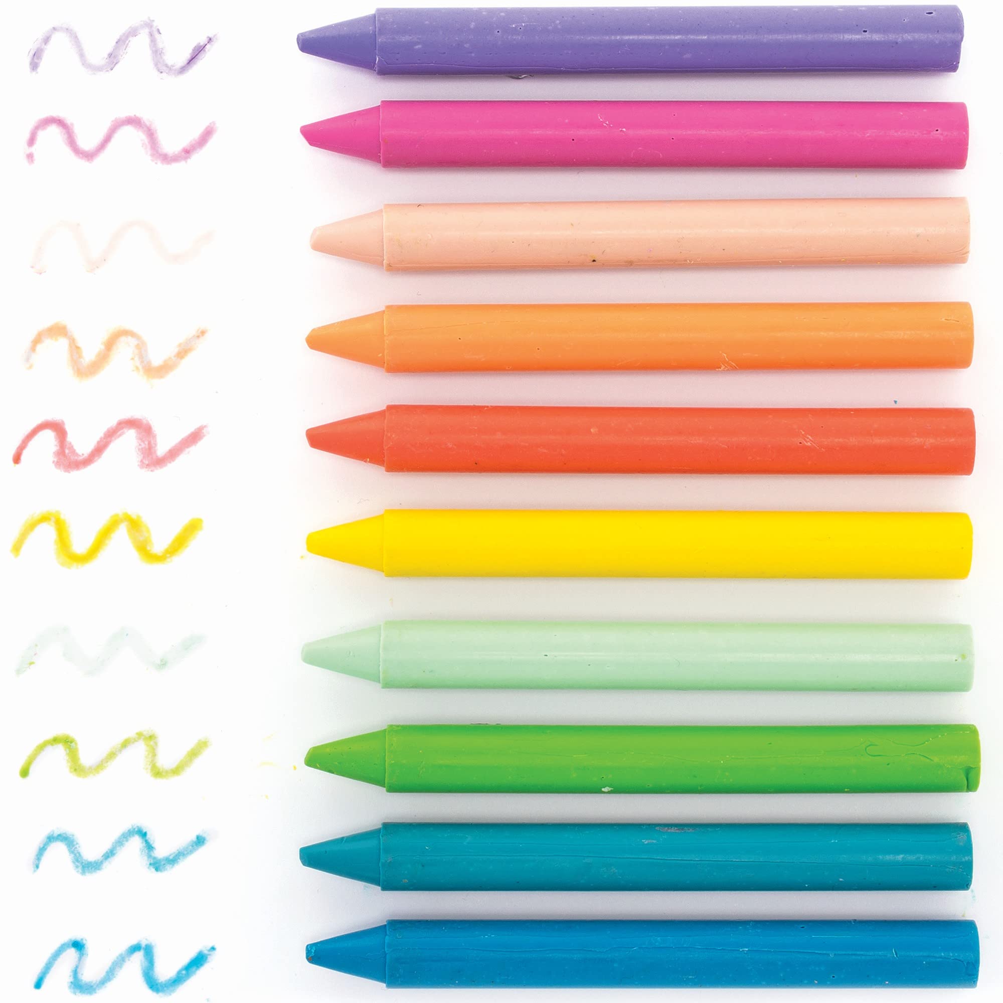 Baker Ross Pastel Chunky Wax Crayons - Per 3 boxes, Art Supplies for Kids (FC331) Easy-Grip Colouring Crayons Perfect for Toddlers Hands, Ideal for Kids