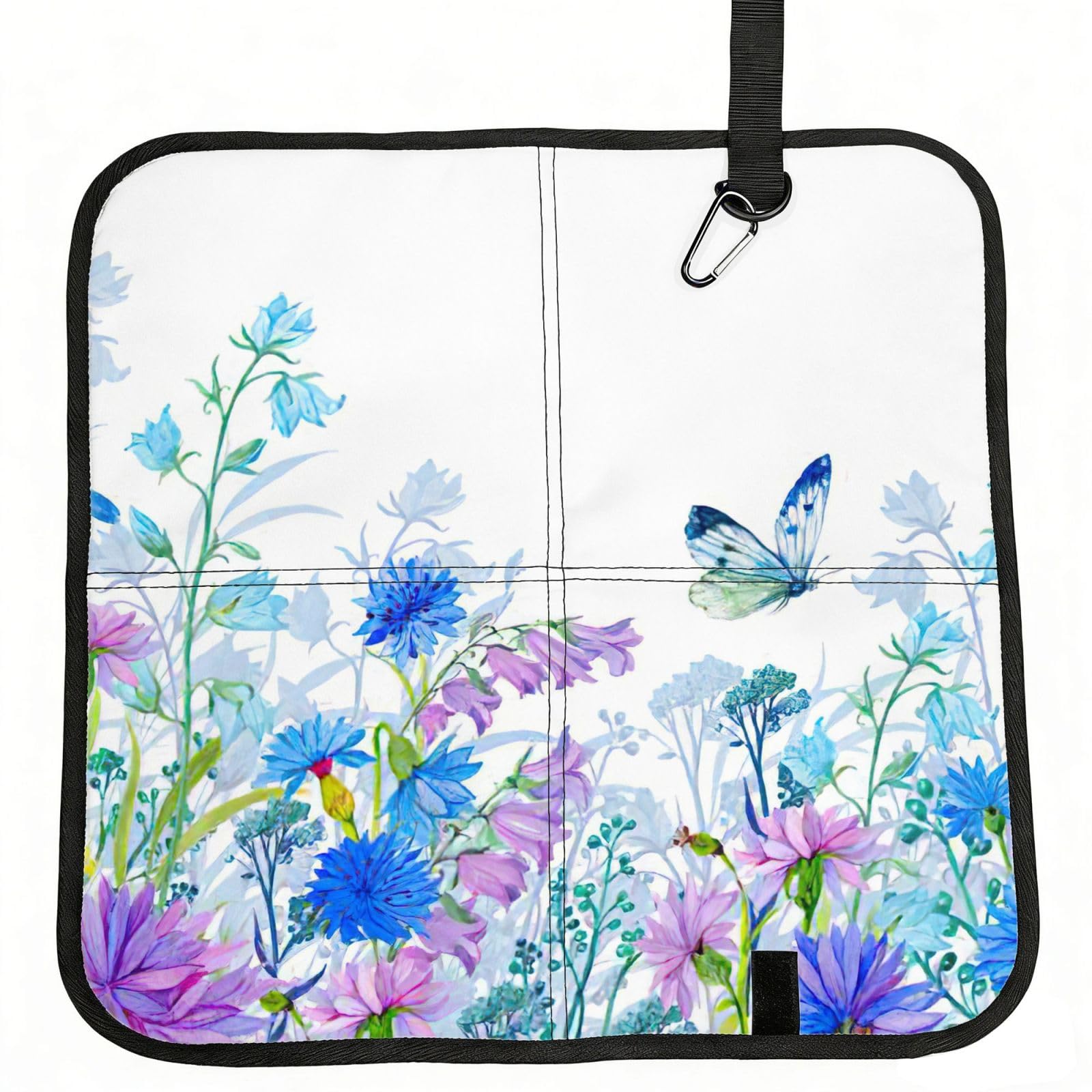 bghdfa Dragonfly And Flowers Print Outdoor Sitting Mat Waterproof Oxford Cloth Seat Cushion Folding Foam Camping Seat For Picnic