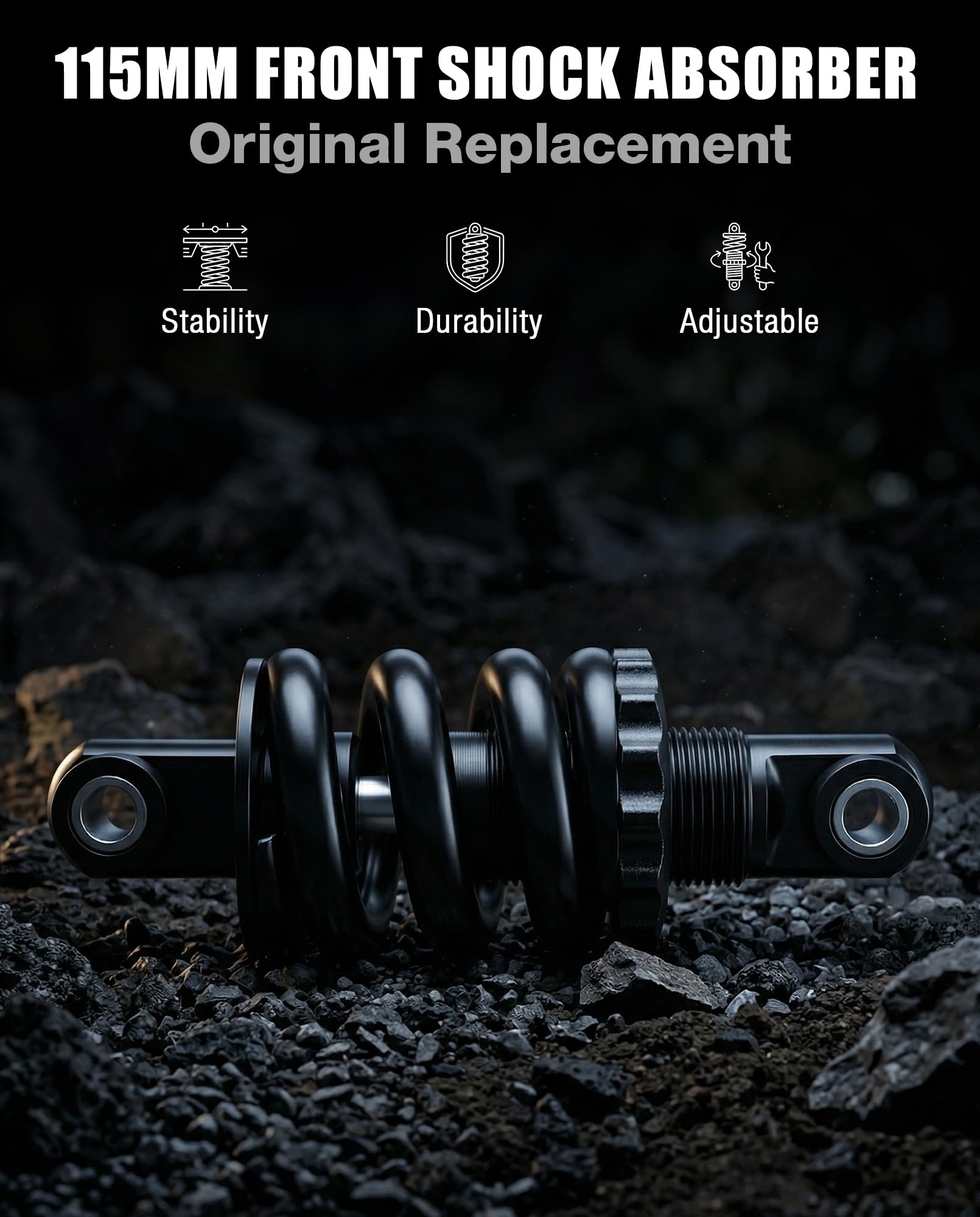 Ressort d’Amortisseur Avant 115mm Compatible avec Kukirin G2 Max Kickscooter, Amortisseur Avant Robuste à Ressort, Absorption des Chocs, antirouille, Durable, Accessoires d’Origine.