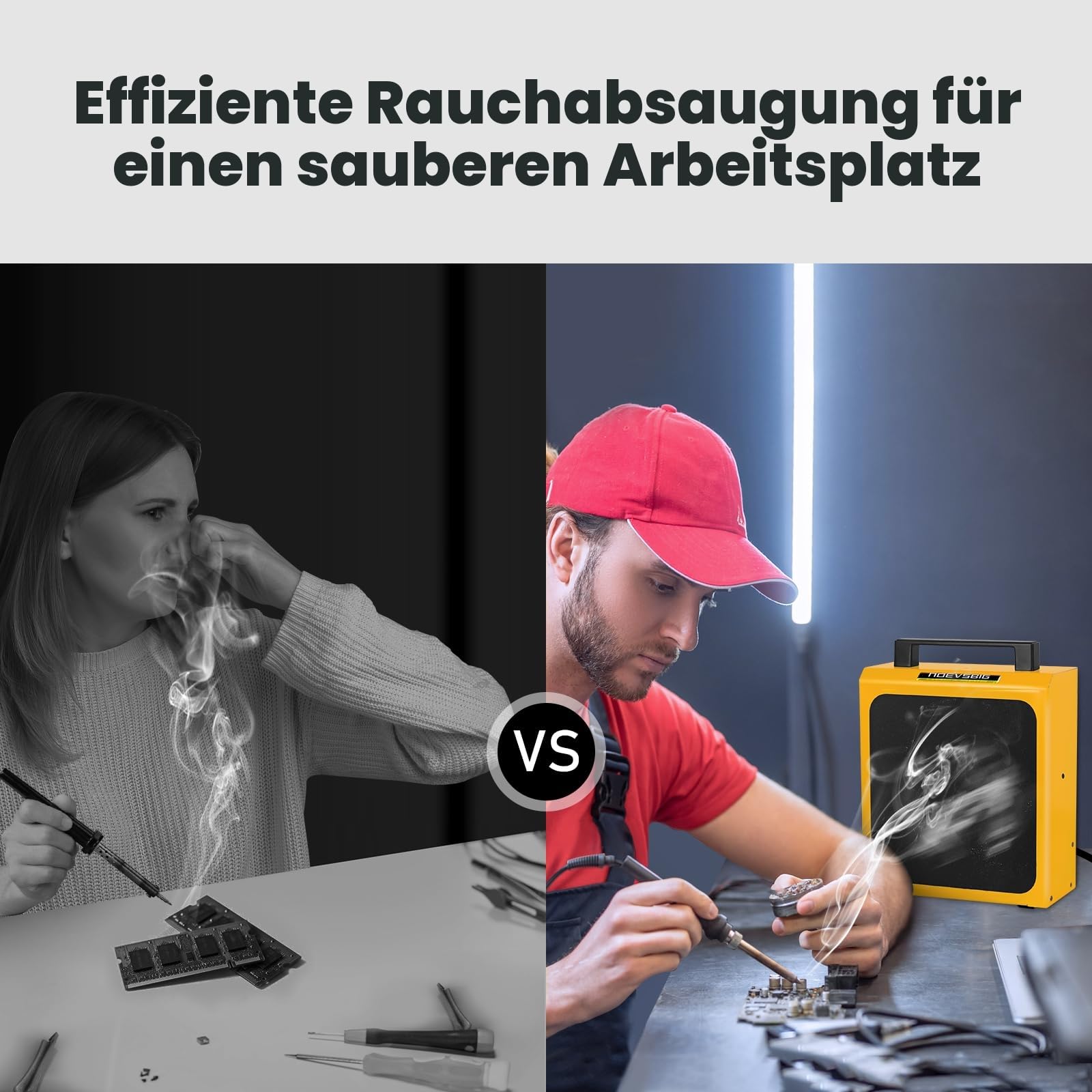 Lötrauchabsorber, Lötdampf Extraktor, NOEVSBIG Löt-Rauchabsorber-Entferner Rauchschutz-Absorber DIY-Arbeitsventilator zum Löten