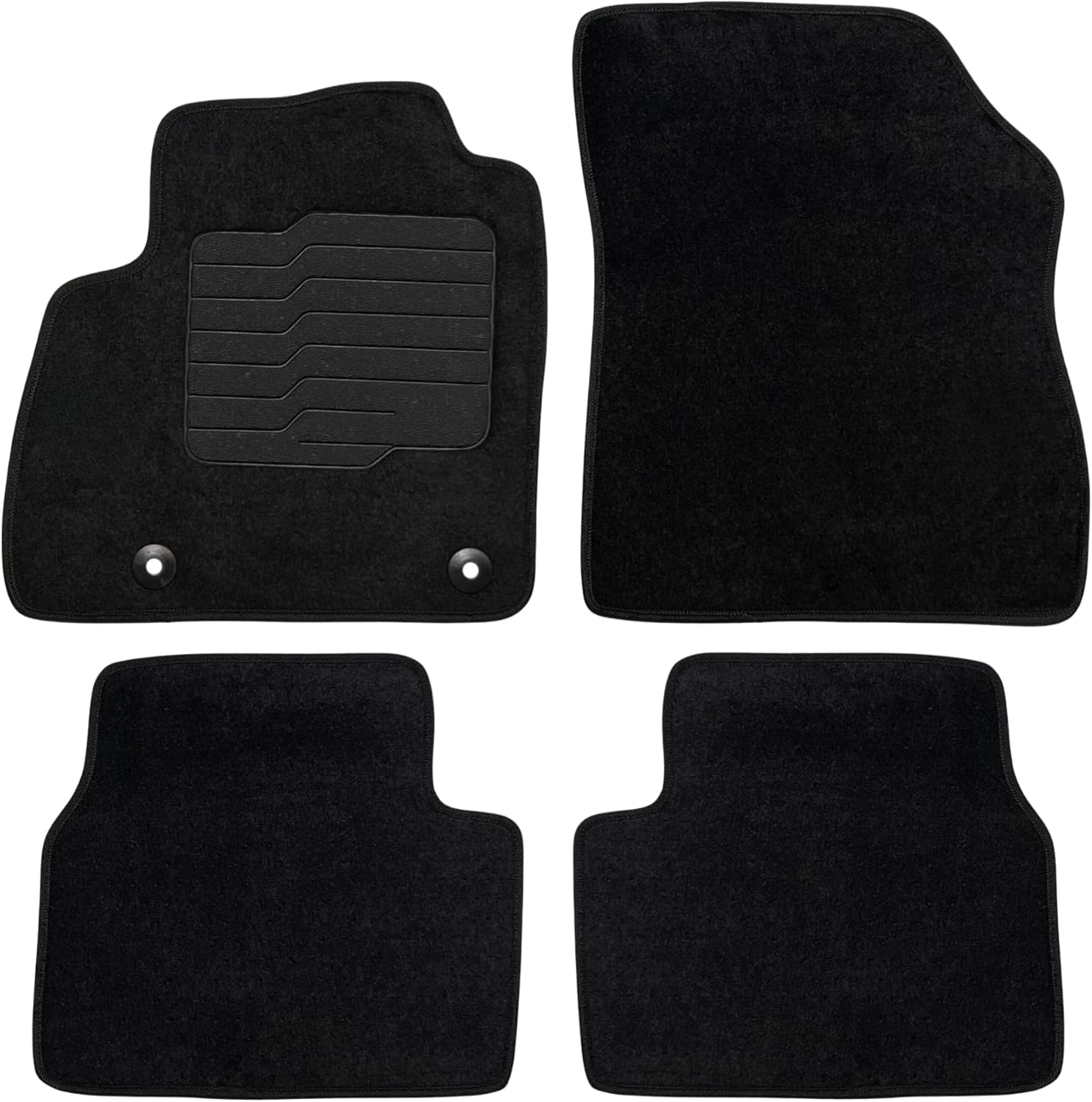ecoMats Carpet Floor Mats Custom Fit for 2016 2017 2018 2019 Chevrolet Cruze (Not for 2016 Limited), with Driver Anti-Slip Heel Pad and Safety Locks, Front and Rear, Black