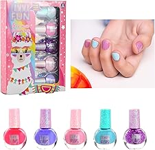 Juego de Esmaltes de Uñas para Niñas, Esmalte de Uñas no Tóxico y Removible, Set 5 Pintauñas Niñas Colores, Perfecto para Regalos Cumpleaños Niñas, Fiestas