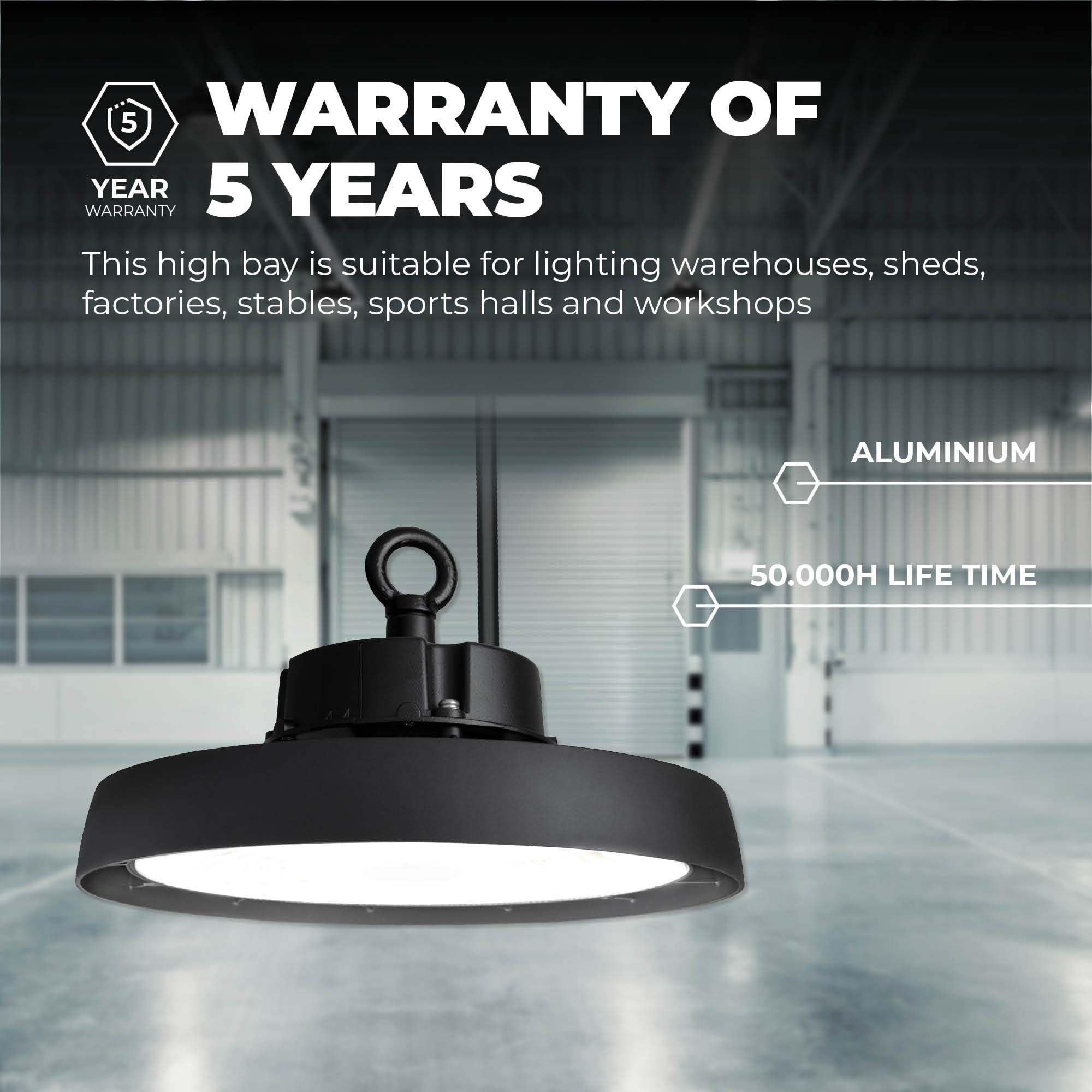 Ledvion - LED Hallenstrahler, Mit Sensor, IP65, 80W, 192 lm/W, Treiber, 4000K, Dimmbar, werkstattbeleuchtung, hallenbeleuchtung, deckenleuchte werkstatt, Industriestrahler