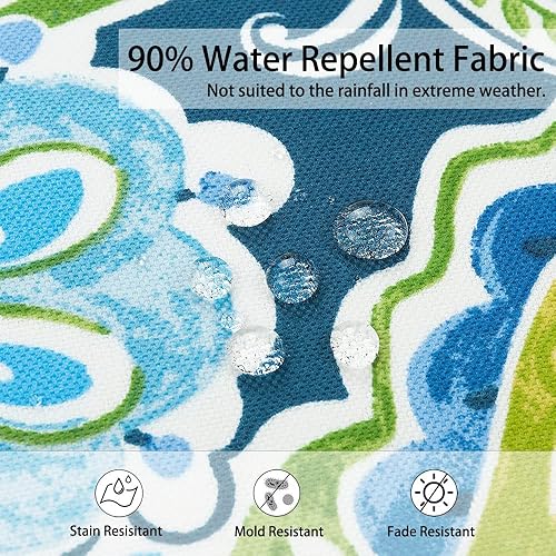 Miniatura 5 de Magpie Fabrics Juego de 4 cojines para sillas de exteriores e interiores de 17 x 16 x 2 pulgadas con lazos, impermeables, para todo tipo de clima,