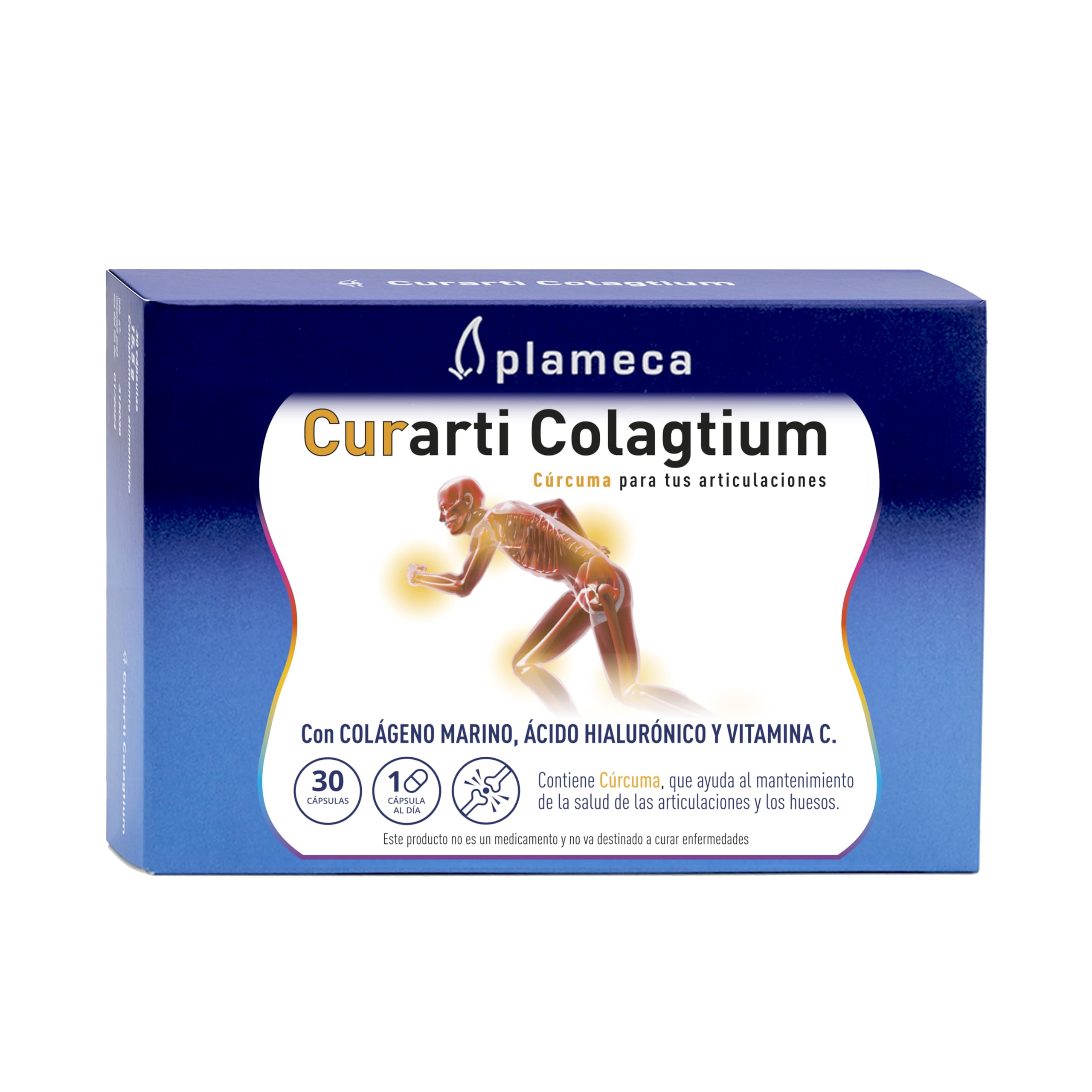 PLAMECA Curarti Colagtium Articulaciones y Cartílagos, con Membrana de Huevo, Colágeno Marino, Cúrcuma, Colágeno en 1 sóla cápsula, 30 Cápsulas
