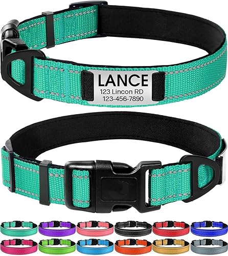 Joytale Collares para perros personalizados, collar de nailon reflectante para perro con placa de nombre grabada, personalizado para perros Joytale Collares para perros personalizados, collar de nailon reflectante para perro con placa de nombre grabada, personalizado para perros