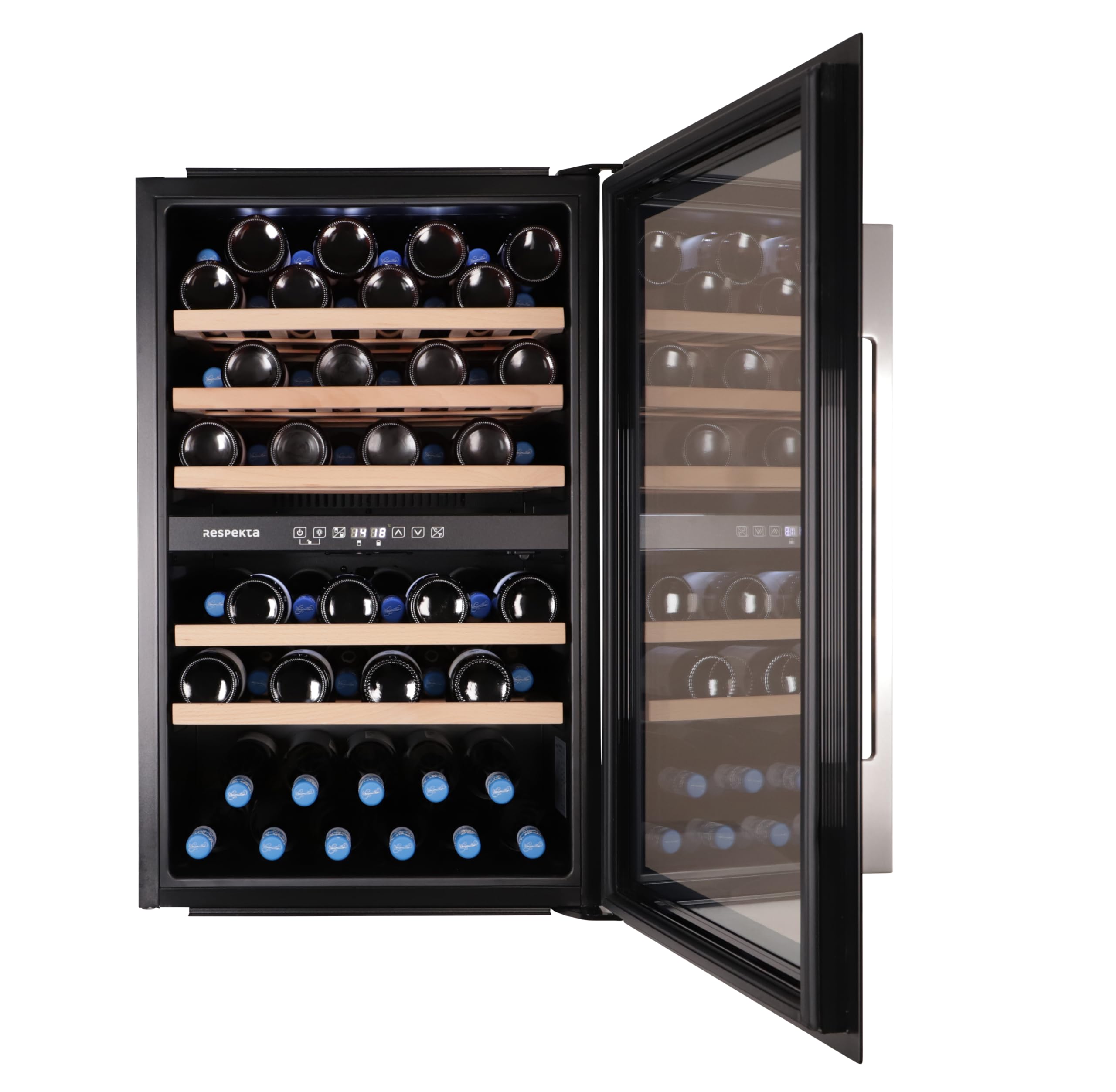 Respekta Einbau-Weinkühlschrank 57 Flaschen 143 L 2 Temperaturzonen 5°-22°C Touch Control LED Leuchte 38 dB WKSE 57-19