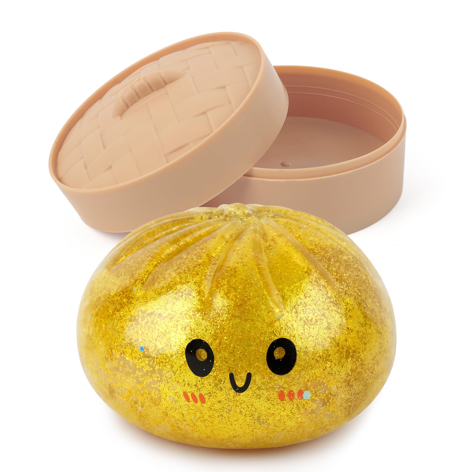 Glitter Dumpling Squishy with Steamer, Squishy Dumplings Sensory Fidget Toy, Squeeze Toys for Relaxation — image 1